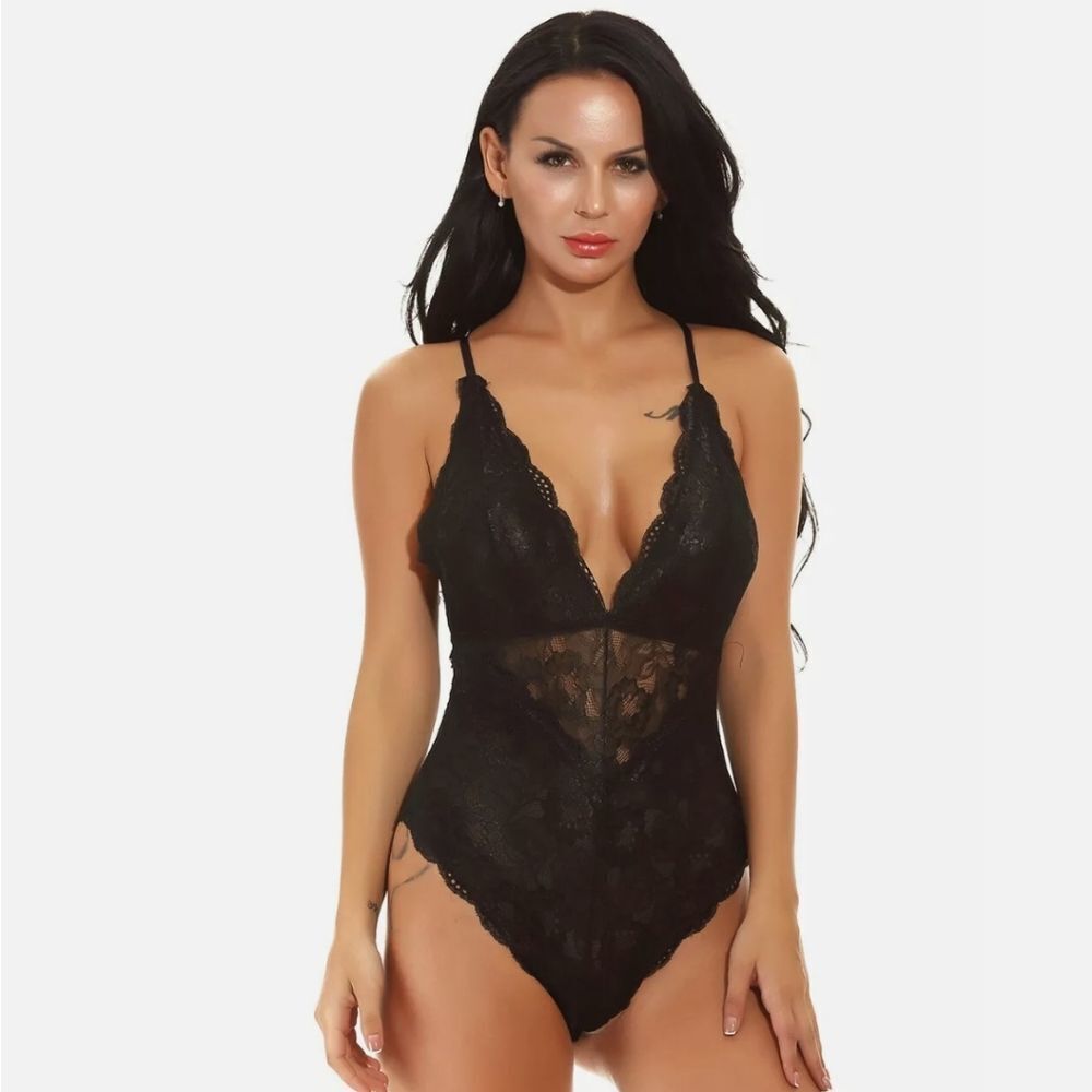 Womens Sexy-Lingerie Lace Teddy Babydoll Bodysuit